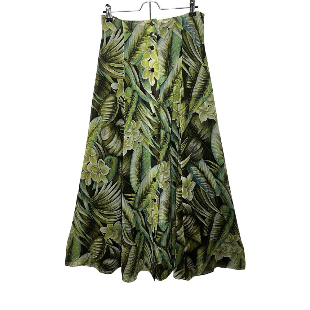 Vintage Dana Buchman Silk Maxi Skirt Women’s Sz Medium 8/10 Green Floral